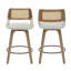 Tabouret de comptoir pivotant 26 po Mid-Century avec siège rembourré et dossier en rotin-2060284120