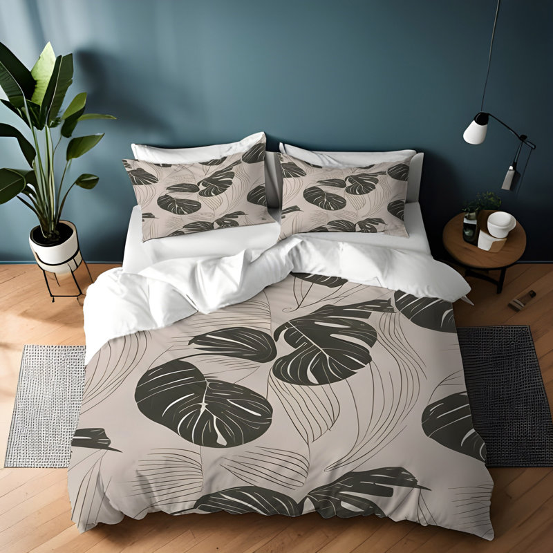 Polyester Floral Duvet Cover, King Duvet Cover + 2 King Shams