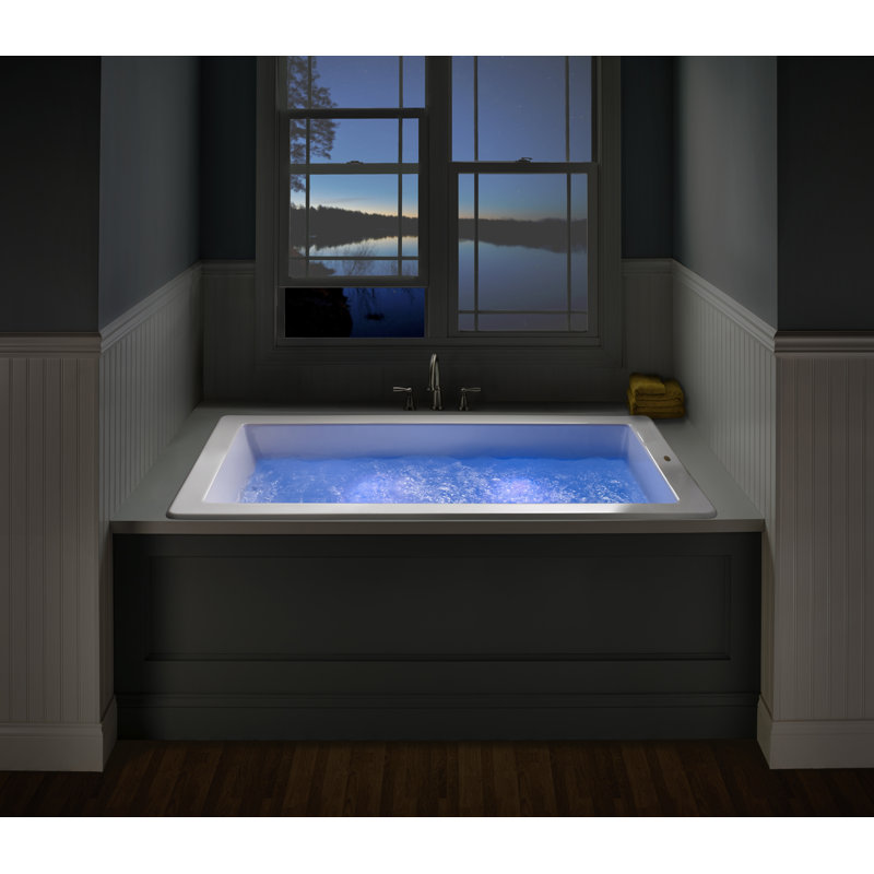 Baignoire tourbillon encastrée Solum ™, Huître, Droite