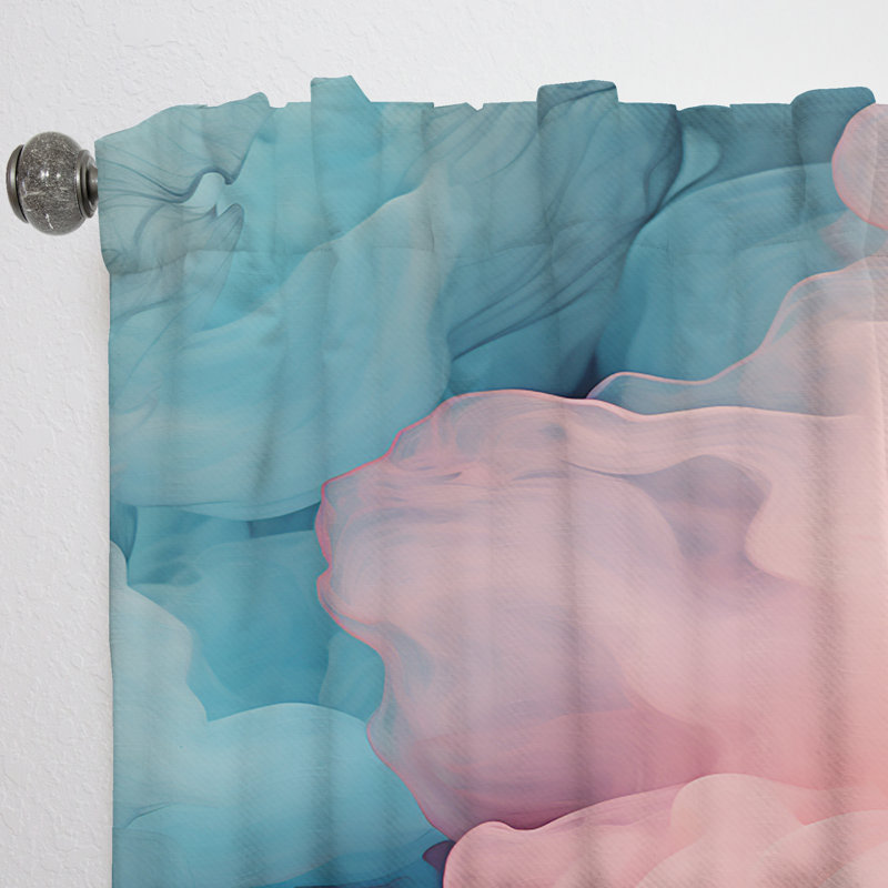 Rideau abstrait Eddard Pink Radiance Smoke II - Velours obscurcissant - 1 panneau, L 52 po x L 90 po