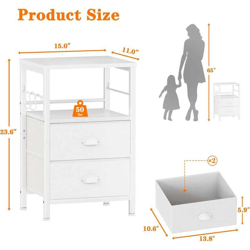 Open Wooden Bedside Table