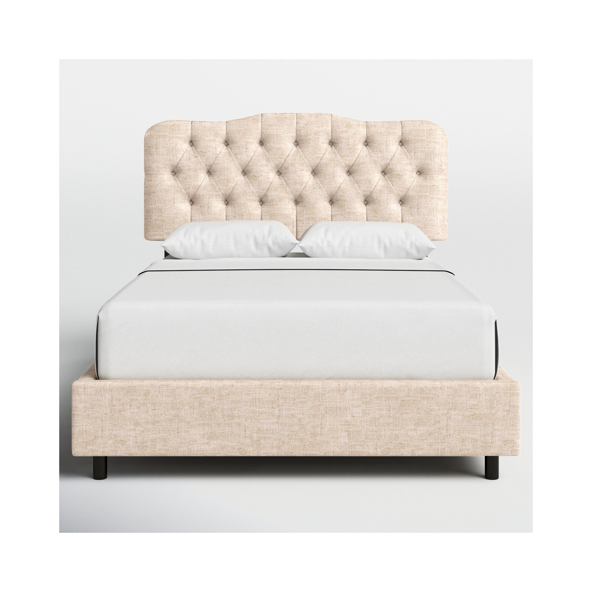 Rodan Upholstered Bed, Classic Talc Linen, Queen