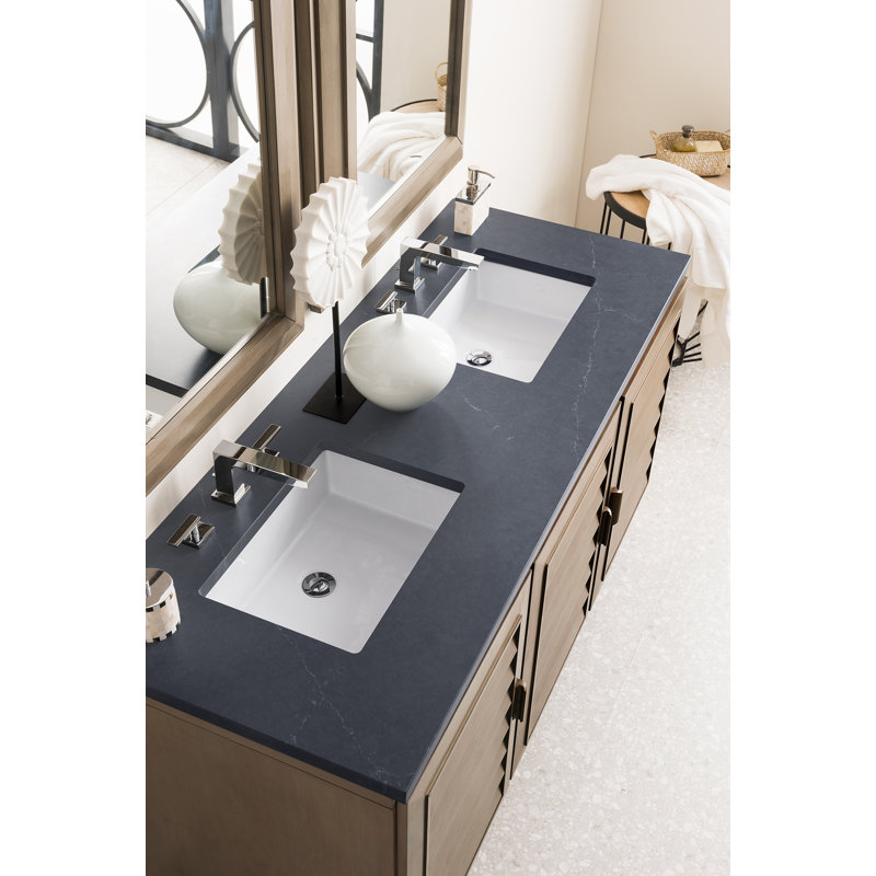 Portland 60'' W Double Vanity, Charcoal Soapstone, Widespread