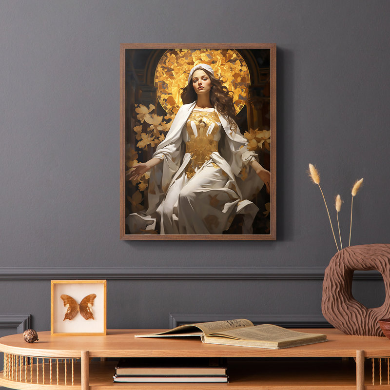 WOMEN Series DL XXXV - reproduction encadrée de qualité supérieure - prête à être accrochée - aucun clou requis, Noyer