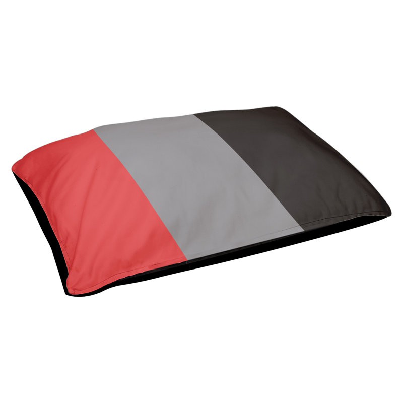 Coussin pour chien hockey Minnesota, Moyen (H 14 po x l 40 po x P 30 po), Rouge / gris mat / noir
