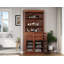 Armoire de salle de bain autoportante 100% bois massif 32 po avec portes en verre transparent, 2 tiroirs et tablettes réglables - Rangement de salle de bain moderne-1752052598
