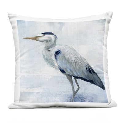 Coussin d'extérieur imprimé Faded Blue Heron, design par Nan
