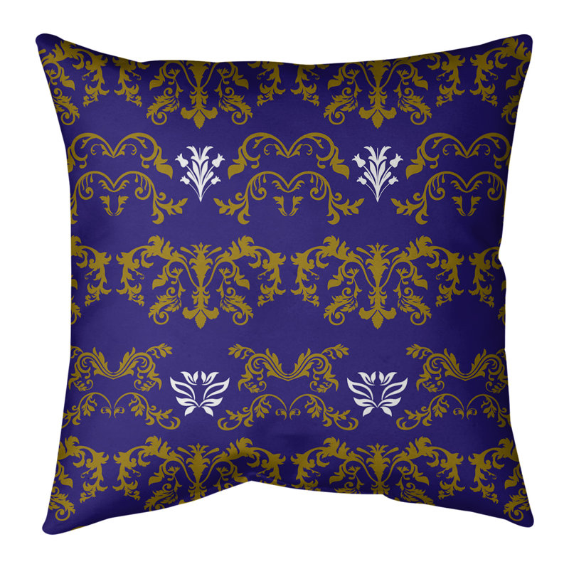 Housse de coussin Baltimore Football Baroque, Bleu / kaki / blanc, Polyester filé, 14 po x 14 po