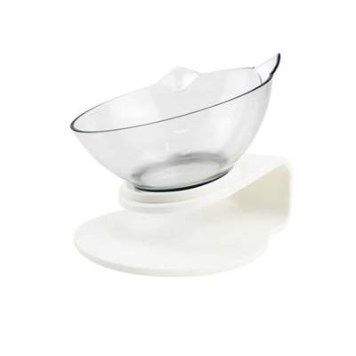 Tilted 15掳 Slow Feed Dog Bowl Spine Protection Anti-Slip Large Area, 5.51x4.72 in, White