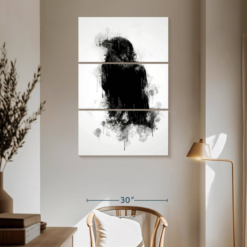 Brampt Crow Raven Black And White, 65" H x 42" W