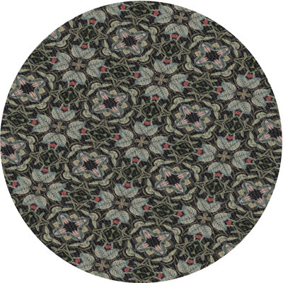 Tapis olive à motifs/jaune