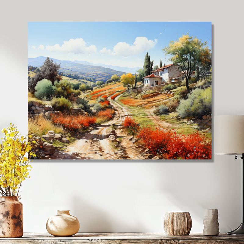 Maison de campagne en Toscane, Italie - salon d'art mural campagne, Métal métal, H 12 po x l 20 po x P 1 po