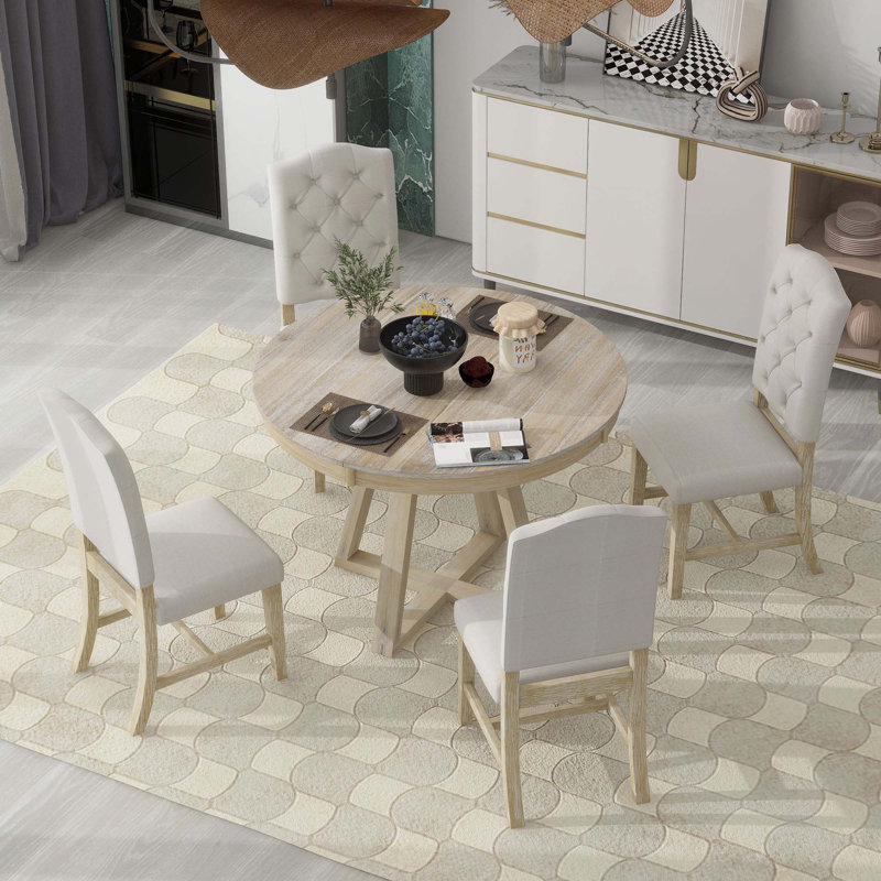 Abbra Round 58'' L Dining Set, Natural