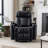 Power Swivel Recliner,Home Theater Seating With Hidden Arm Storage And  LED Light Strip,Cup Holder,Swivel Tray Table,And Cell Phone Holder,Soft Living Room Chair-1640186532