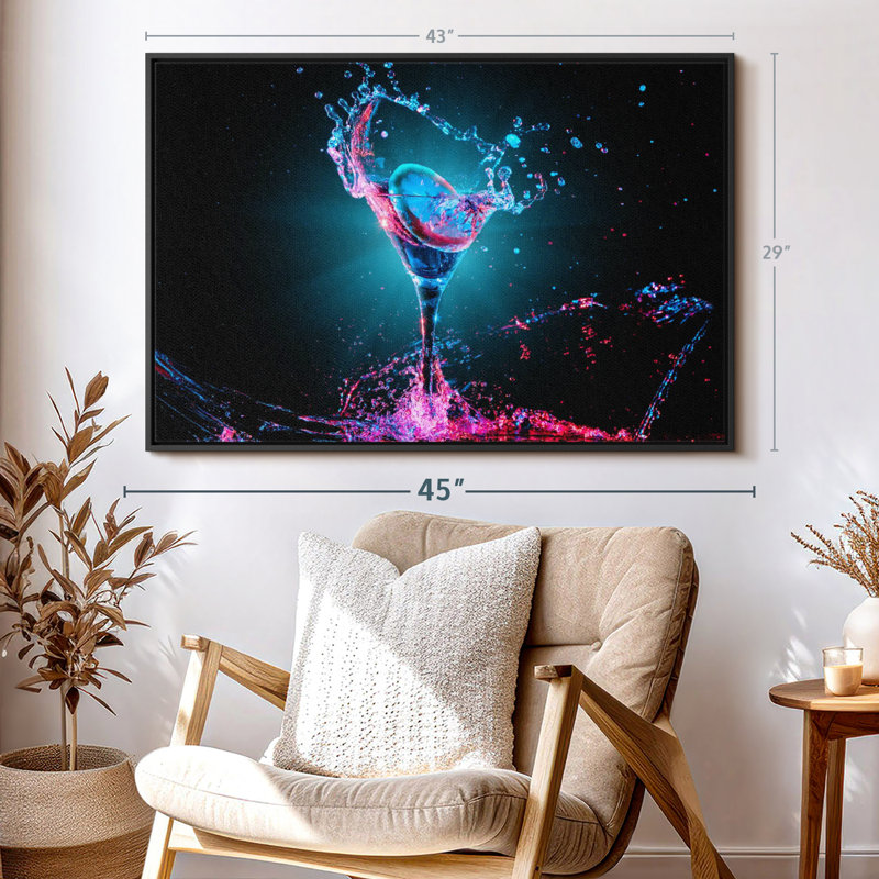 Impression sur toile néon cocktail, H 29 po x l 43 po