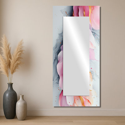 Or rose élégant veines de pétales de fleurs II - fleurs miroir mural - imprimé sur métal