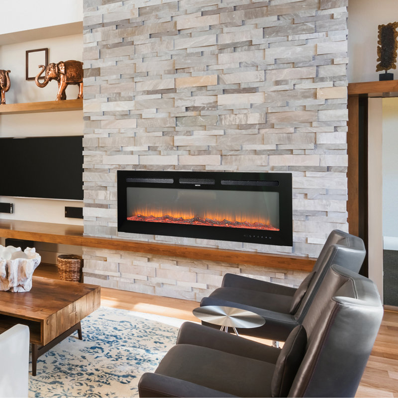 Gwenaelle Black Fireplace, 17" H x 60" W x 4.13" D