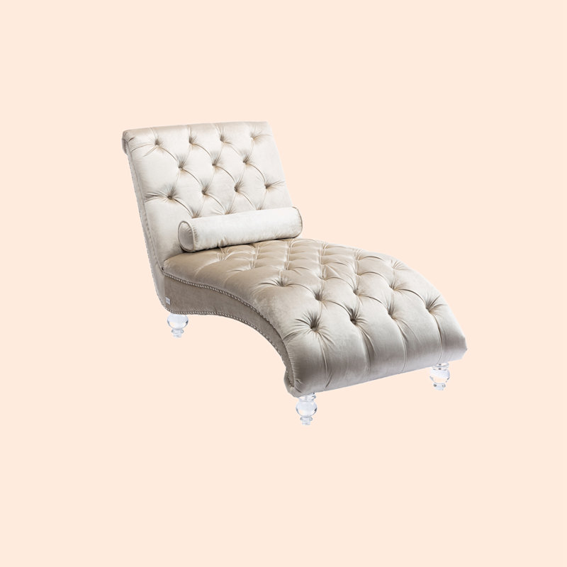 Geniece Outdoor Chaise Lounge, Beige Velvet