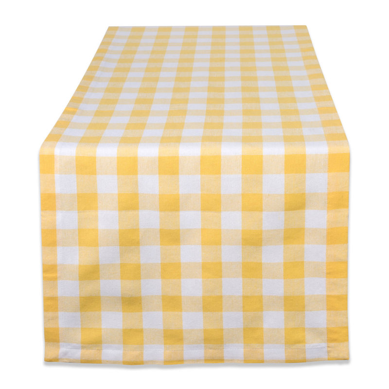 Devia Checkers Table Runner, Yellow