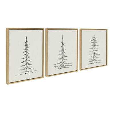 «Minimalist Evergreen Trees» par The Creative Bunch Studio, ensemble d'art mural sur toile encadrée