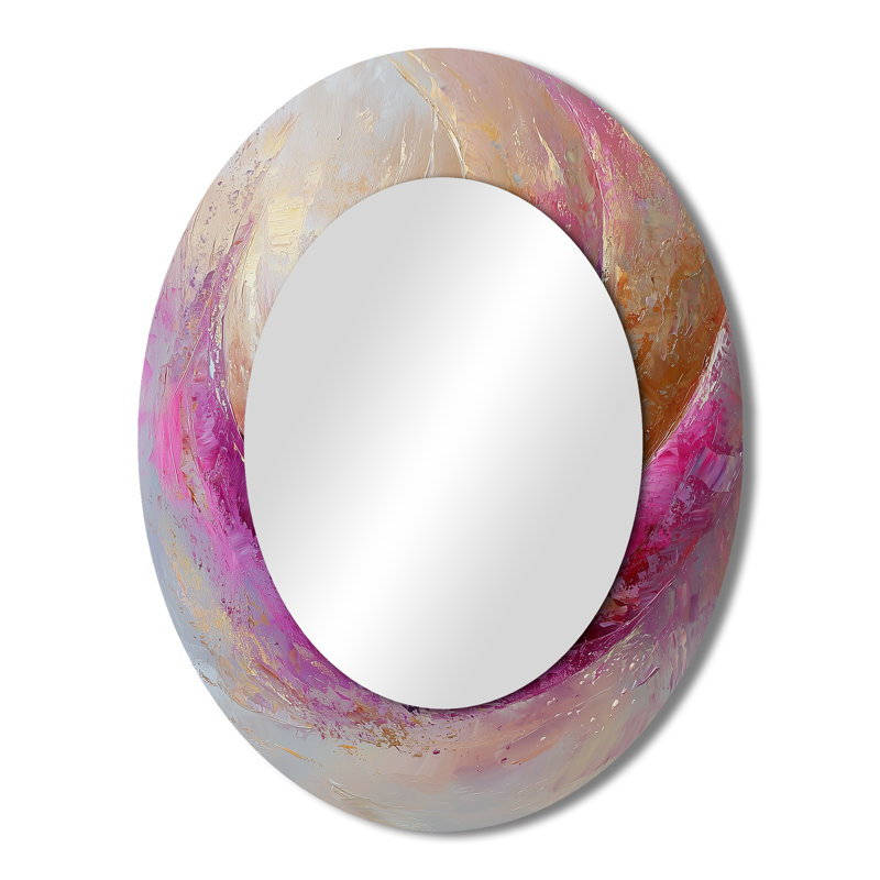 Abstrait lavande abstraite Tranquility Balance II - miroir mural ovale moderne doré, 43 po x 33 po