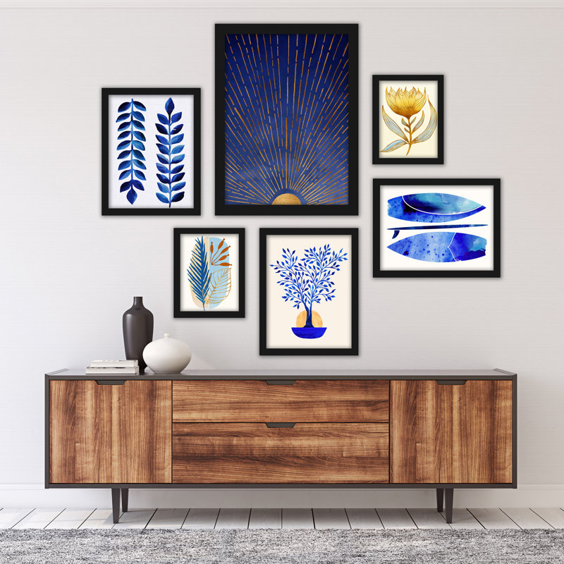 Abstrait encadré, art mural sur toile, encadré (6 pièces)