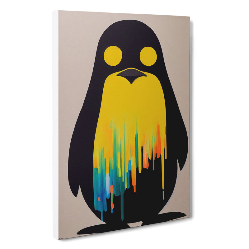 Dripping Penguin Abstract - Wrapped Canvas Print, 50cm H x 35cm W