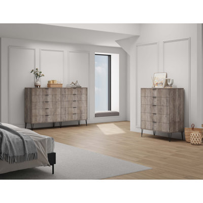 Ensemble de chambre à coucher moderne avec commode double 2 pièces et commode Dumbo