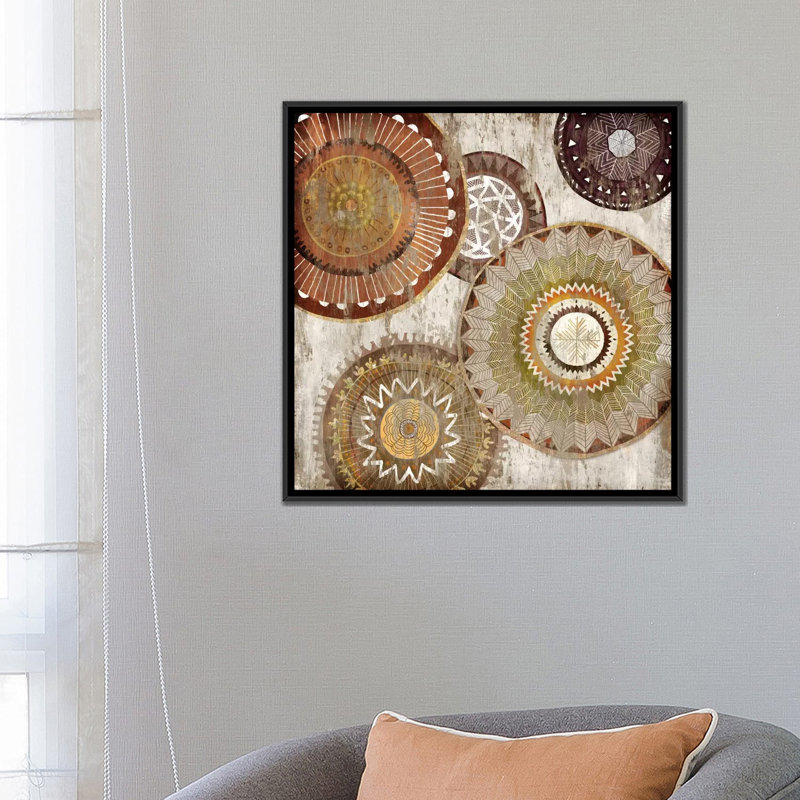«Native Circle I», impression sur toile, H 37 po x l 37 po x P 1,5 po, Toile avec cadre flottant noir, Pas de tapis