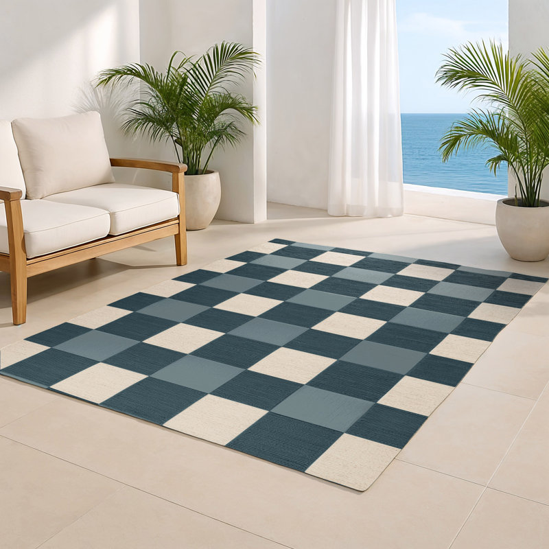 Tapis d'intérieur et d'extérieur à carreaux vert, Rectangle 4pi x 6 pi