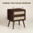 NTC MEL Solid Wood Nightstand with 2 Drawers, Handwoven Natural Rattan Bedside Table, Mid Century Modern Night Stand, Wooden Side Table for Bedroom, Easy Assembly, Dark Walnut-125492174-125492175