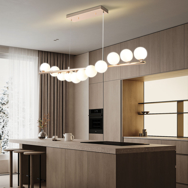 11 - Light Dimmable Bubble Glass Sputnik Modern Linear Chandelier