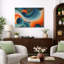 Art abstrait de vagues colorées abstraites, photos de salon, impression sur toile encadrée-128129737-128129738
