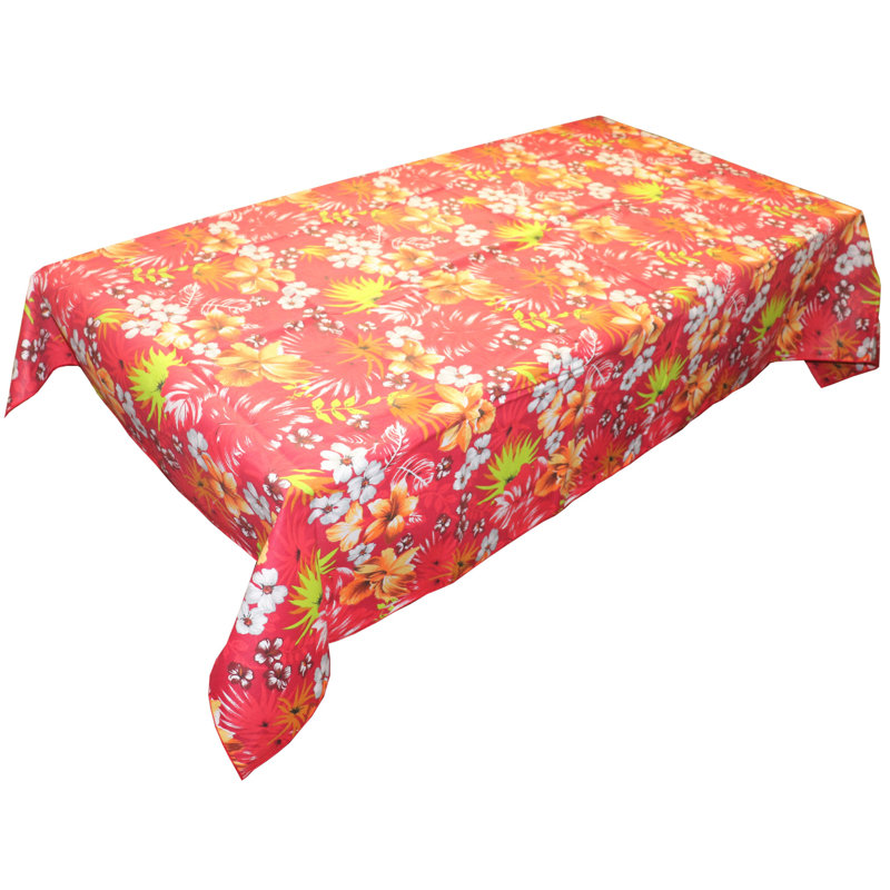 Tropical Hawaiian Print Tablecloths, 48" Square, Red