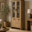 Grande vitrine Amity, 2 portes vitrées, armoire fermée, brun 77 po