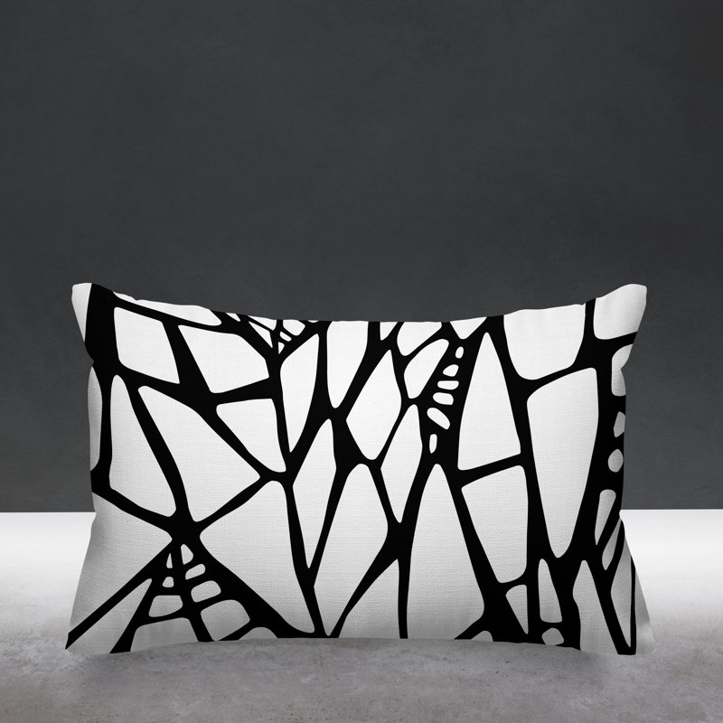 Claiborn Geometric and Abstract Outdoor Reversible Throw Pillow, Black