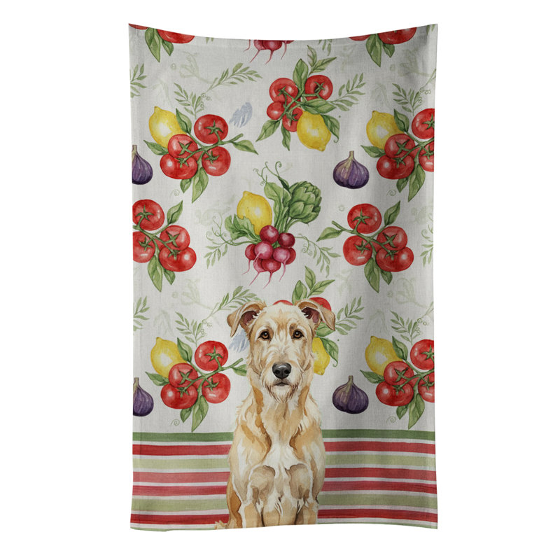 Wheaten Irish Wolfhound Vegetables Kitchen Towel, Wheaten Irish Wolfhound