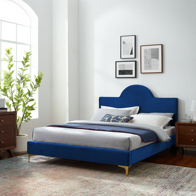 Lit en velours Sunny Performance, Gris pale, Simple
