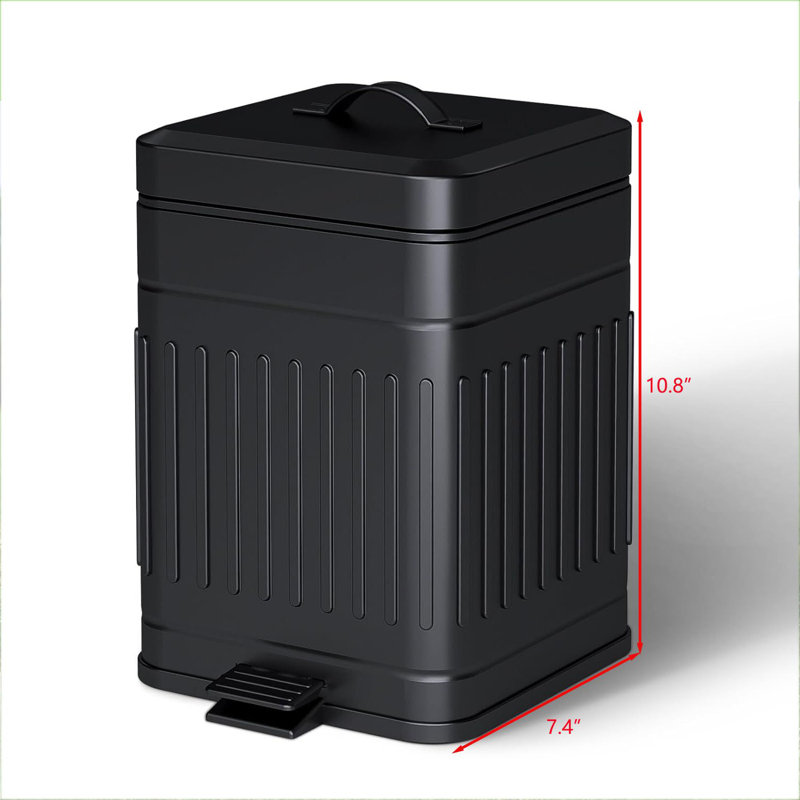 Steel Step On Kitchen Trash Can - 1.3 Gallons, Black