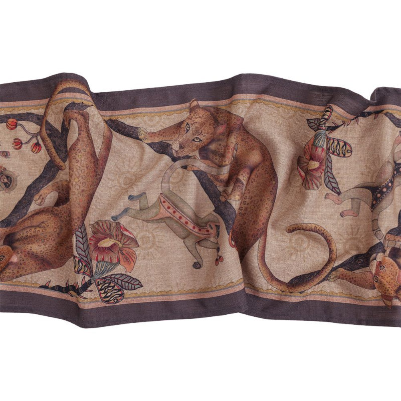 Monkey Tales Table Runner - Linen, 94" L, Stone