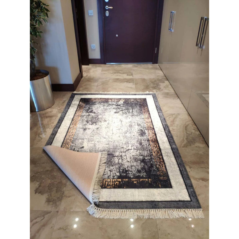 Tapis gris antidérapant Firenze, Rectangle 3 pi 3 po x 16 pi 5 po