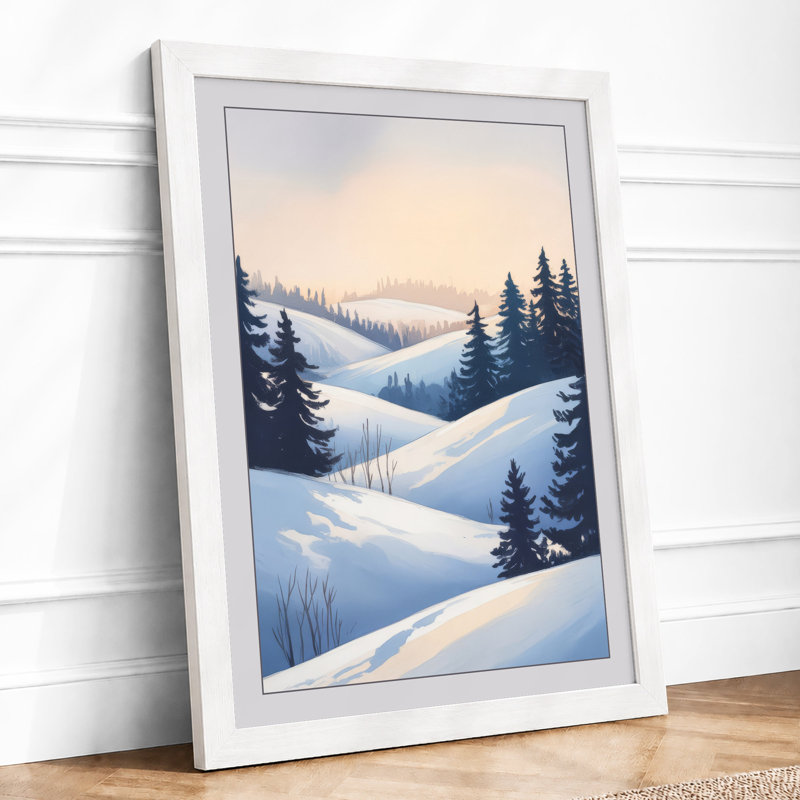 Quiet Winter Landscape Scandinavian - Print, A1 - 84.1 x 59.4 cm, White
