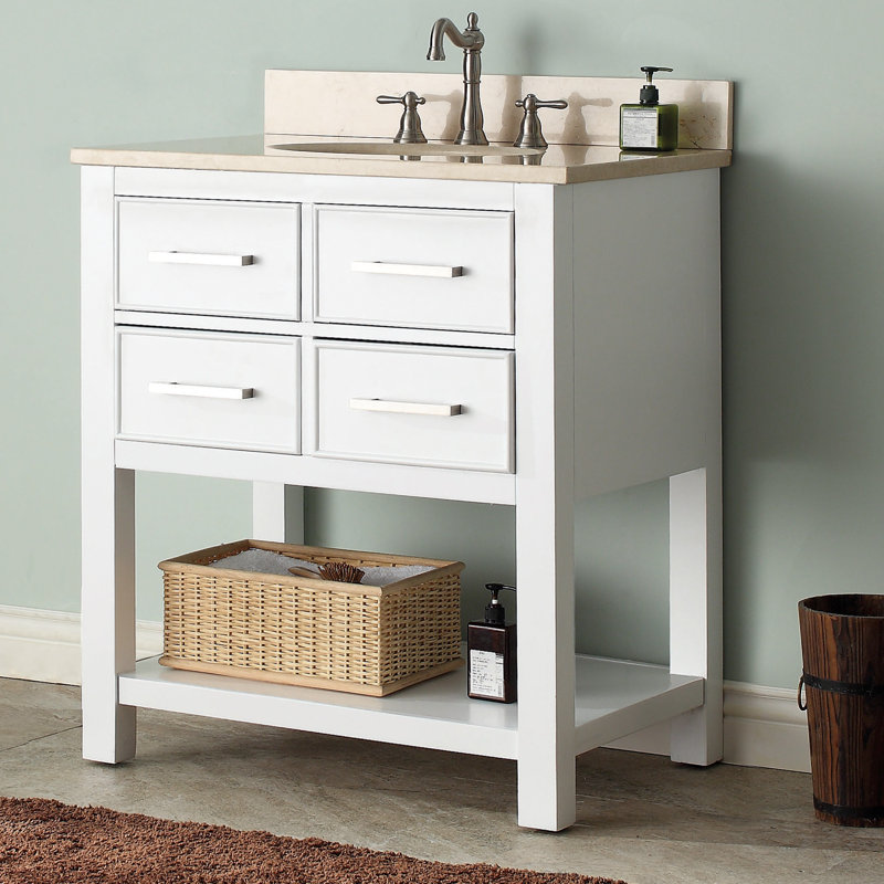 Brooks 31'' W Single Vanity, Chilled Gray, White Engineered Marble, Oval