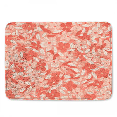 Tapis de bain rose à motif floral