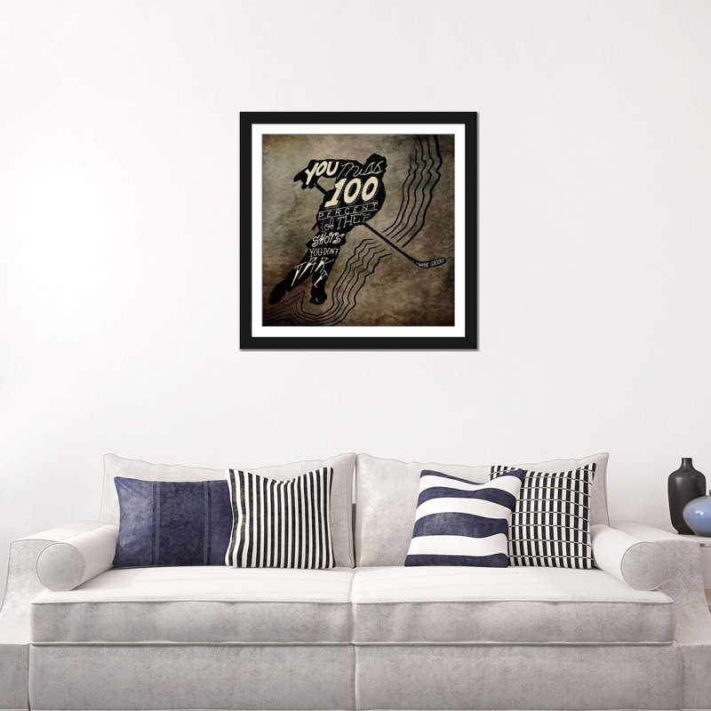 «100% of the Shots», impression sur toile, Papier d'art encadré noir, Blanc, H 24 po x l 24 po x P 1 po