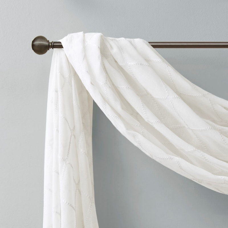 Écharpe de fenêtre transparente brodée diamant, L 50,09 po x L 144,09 po