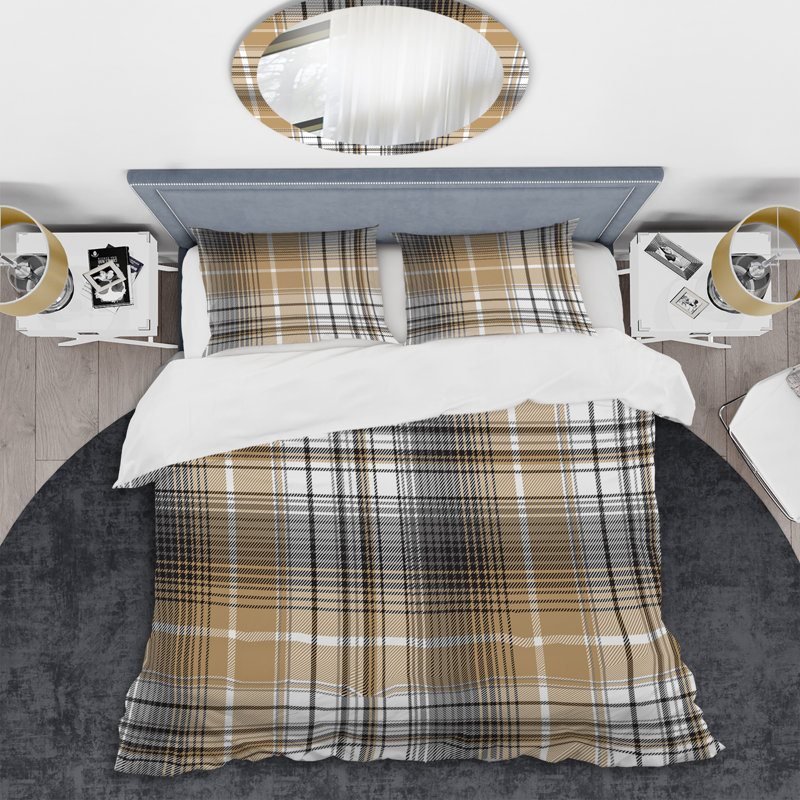 Ensemble de housse de couette en microfibre brun / blanc 3 pièces, Housse de couette pour très grand lit et 2 très