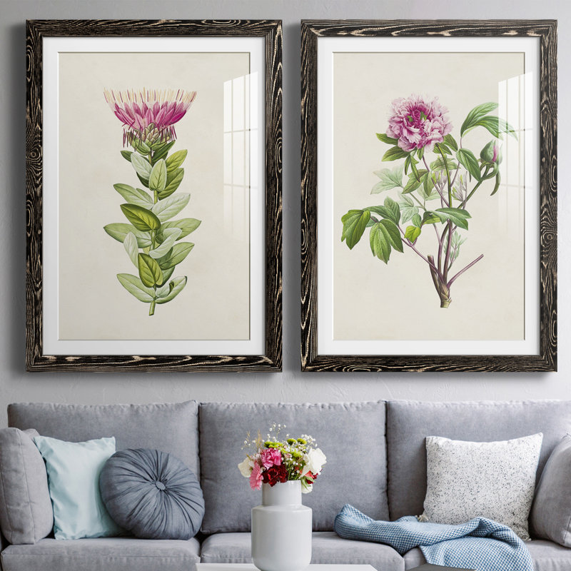Pretty Pink Botanicals IV - Ensemble de 2 reproductions de cadres photo, Cadre noir, H 20 po x l 34 po x P 1,5 po