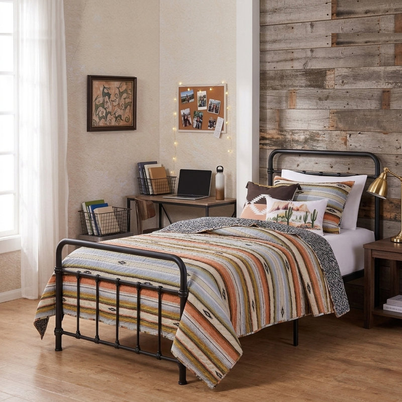 Ensemble de courtepointe réversible Painted Desert Southwest, Courtepointe pour grand lit + 2 taies décoratives