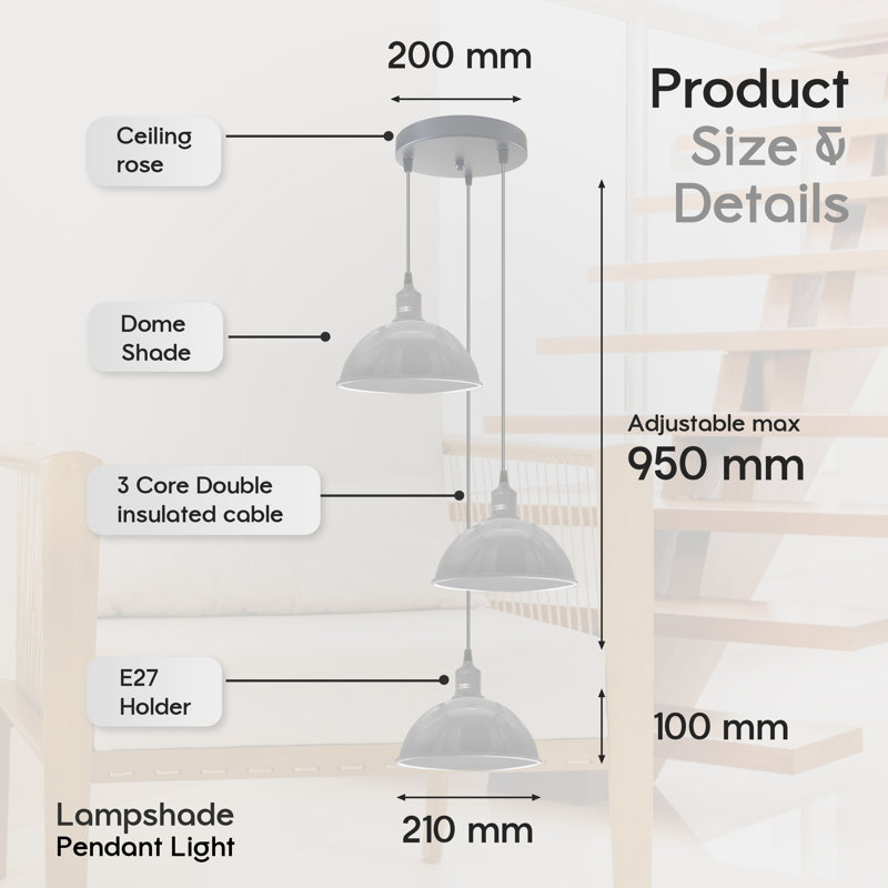 3 - Light Cluster Pendant, White, LED, Yes